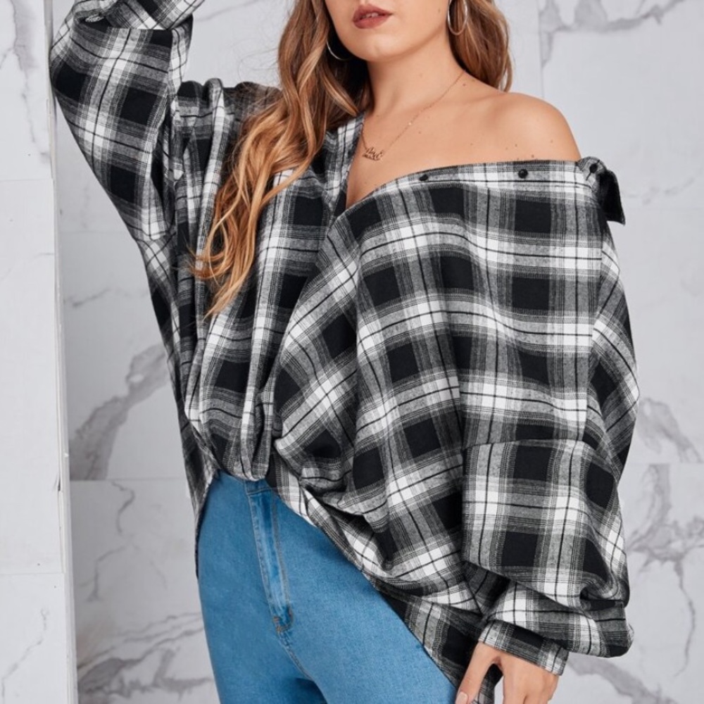 Shein oversized flannel shirt, size 1XL, New